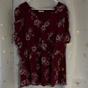 Maurice’s red floral shirt, size 2XL